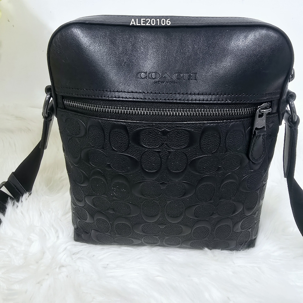 Coach Houston Flight Bag In Signature Black Leather Men - Picture 3 of 15